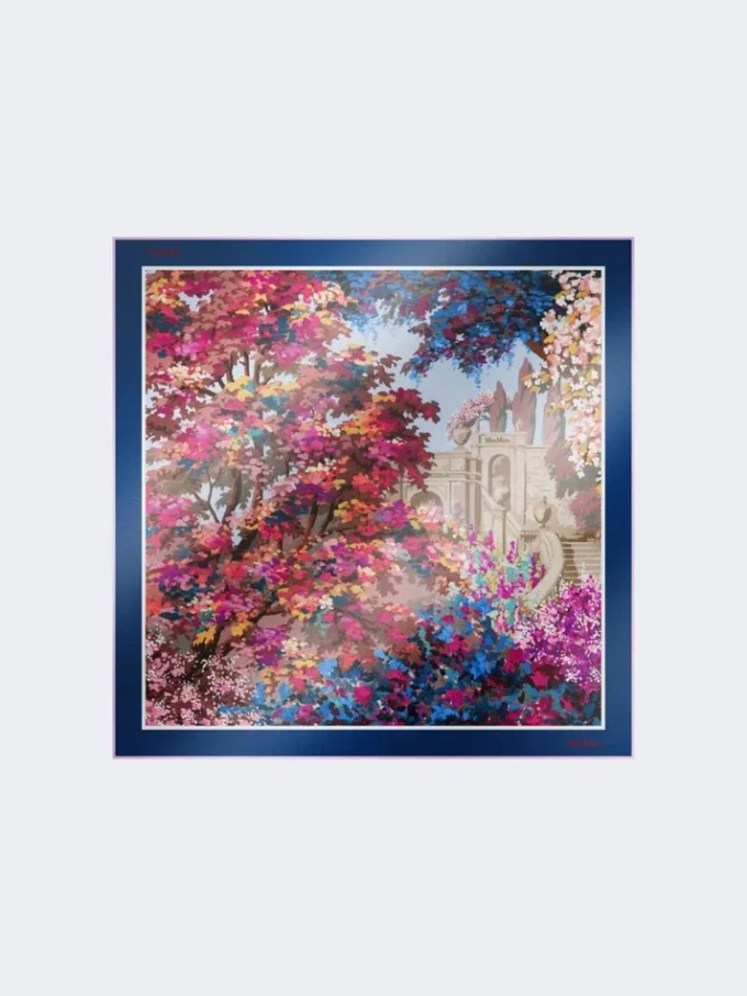 Printed silk foulard, midnightblue Printed silk foulard, midnightblue