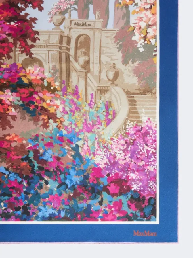 Printed silk foulard, midnightblue Printed silk foulard, midnightblue