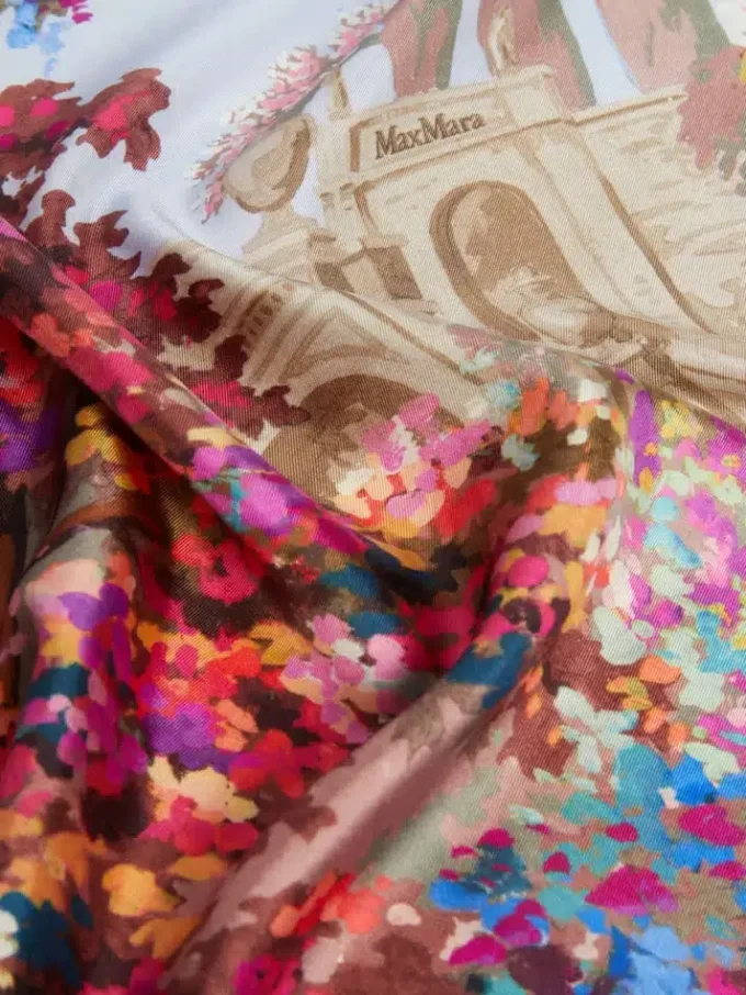 Printed silk foulard, midnightblue Printed silk foulard, midnightblue