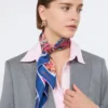 Printed silk foulard, midnightblue Printed silk foulard, midnightblue