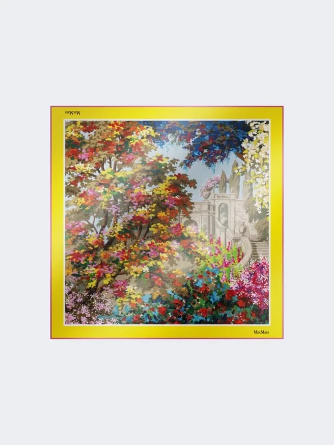 Printed silk foulard, pale yellow Printed silk foulard, pale yellow