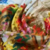 Printed silk foulard, pale yellow Printed silk foulard, pale yellow