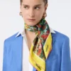 Printed silk foulard, pale yellow Printed silk foulard, pale yellow