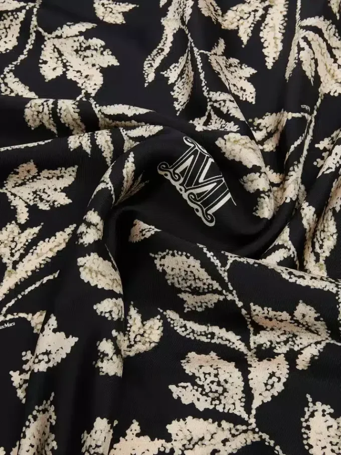 Printed silk oversized scarf, black