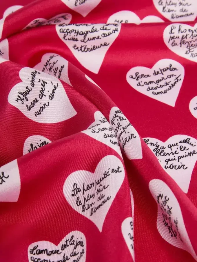 Printed silk scarf, beige