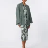 Printed silk shirt dress, green Printed silk shirt dress, green