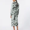 Printed silk shirt dress, green Printed silk shirt dress, green