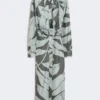 Printed silk shirt dress, green Printed silk shirt dress, green