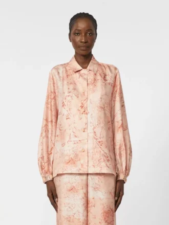 Printed silk shirt, pink