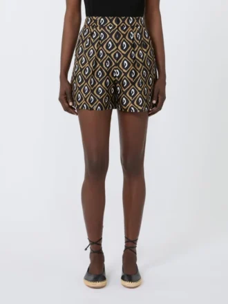 Printed silk shorts, black