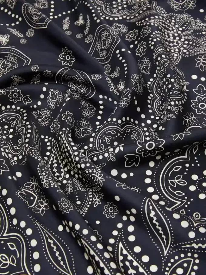 Printed silk square foulard, midnightblue Printed silk square foulard, midnightblue