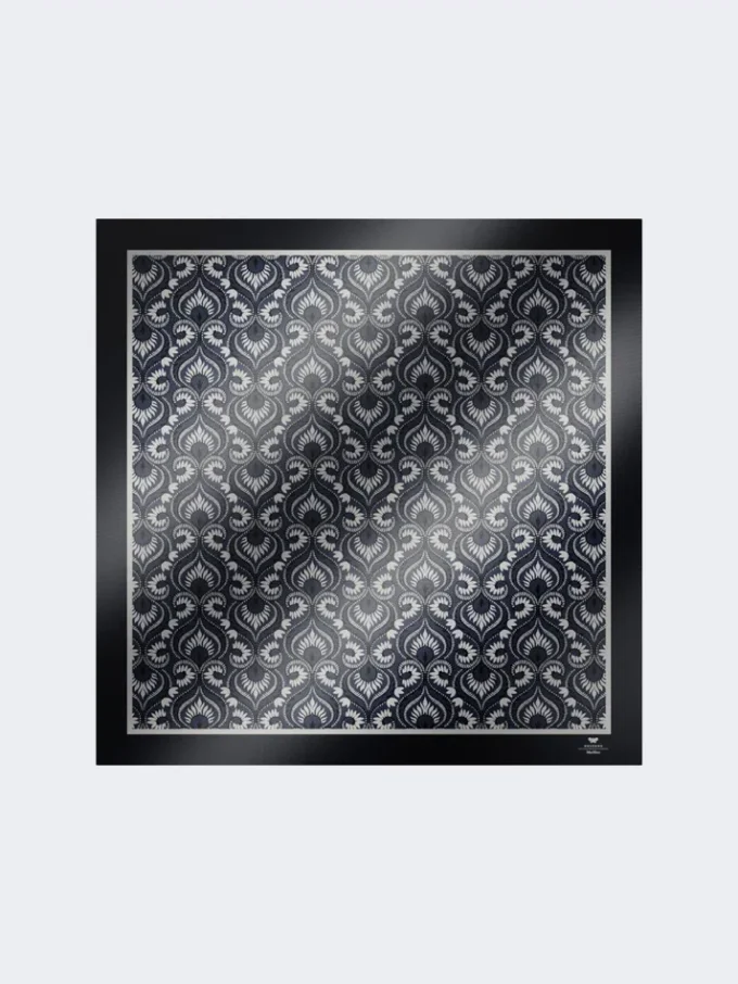 Printed silk square foulard, navy Printed silk square foulard, navy