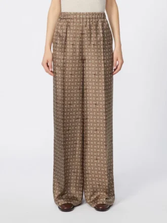 Printed silk trousers, mud