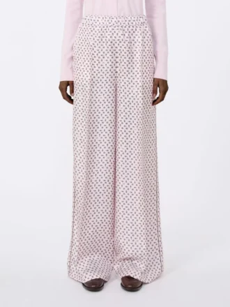 Printed silk trousers, pink