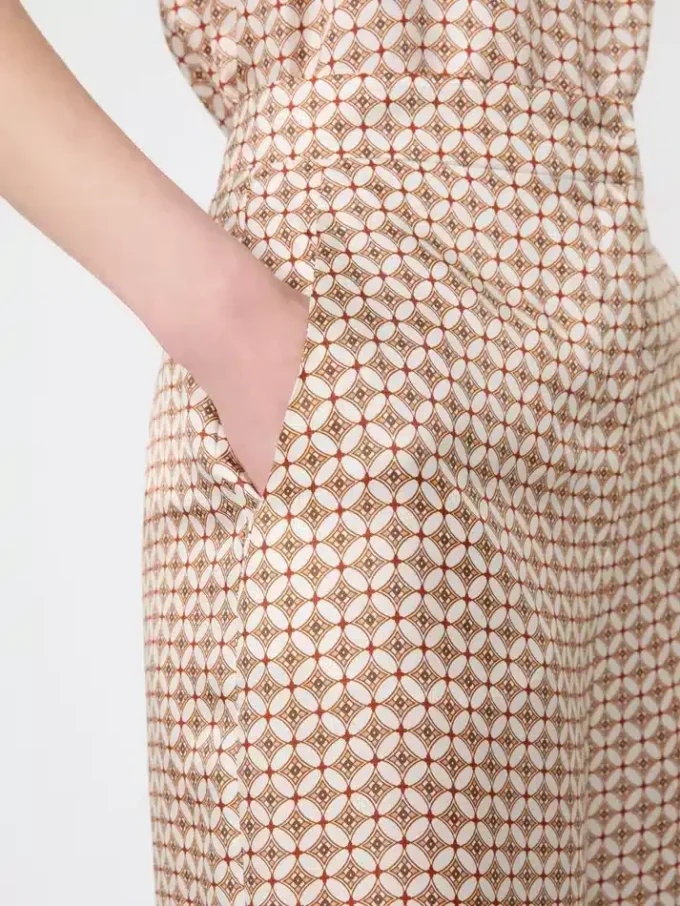 Printed silk trousers, red