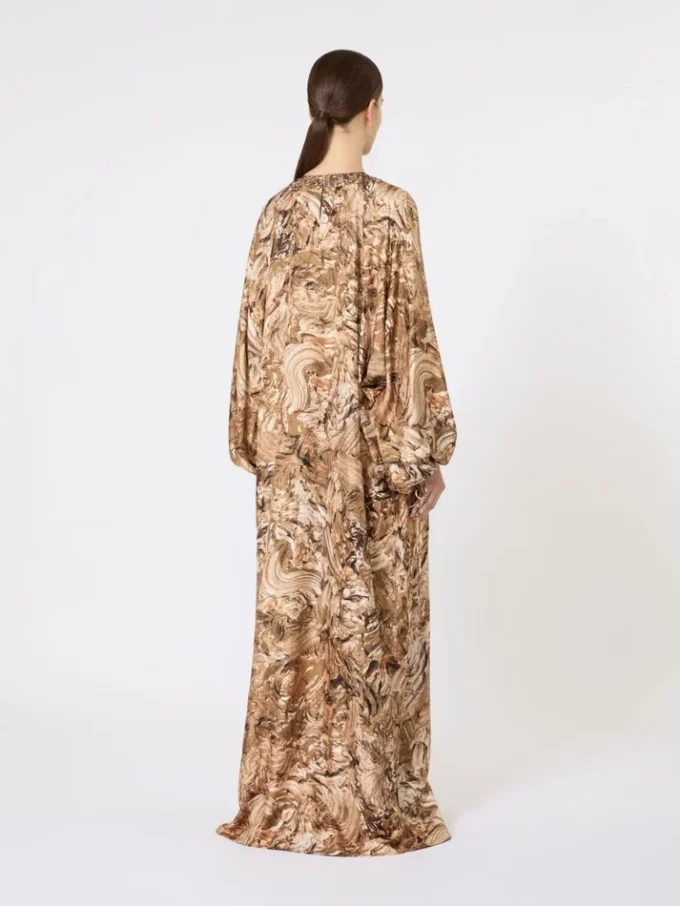 Printed silk tunic dress, gold