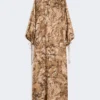 Printed silk tunic dress, gold