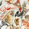 Printed silk twill oversized scarf, beige