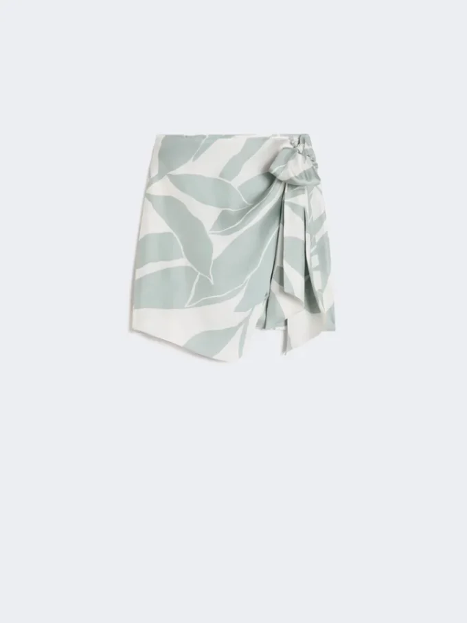 Printed silk twill skirt, silk