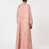 Printed twill kaftan dress, coral