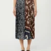 Printed twill skirt, tobacco