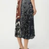 Printed twill skirt, tobacco