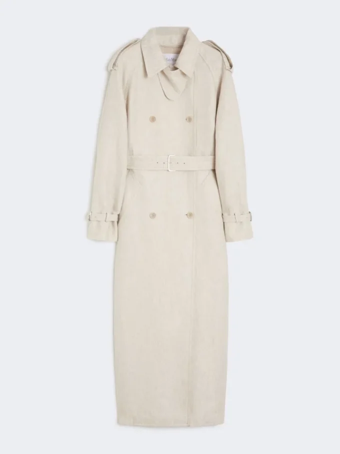 Pure linen drill double-breasted duster coat, sand Pure linen drill double-breasted duster coat, sand