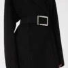 Pure wool robe coat, black