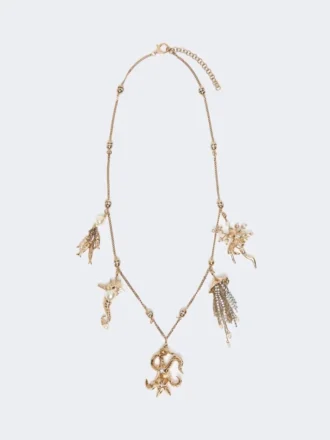 "abissi" metallic necklace with rhinestones, gold