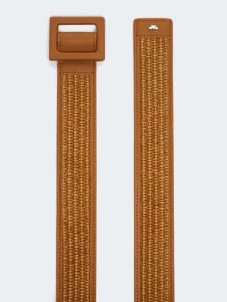 Raffia effect belt, tangerine