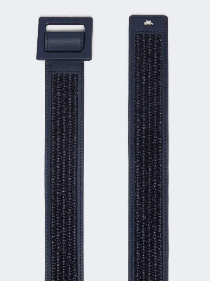 Raffia effect belt, ultramarine