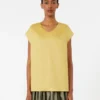Ramie canvas blouse, bright yellow