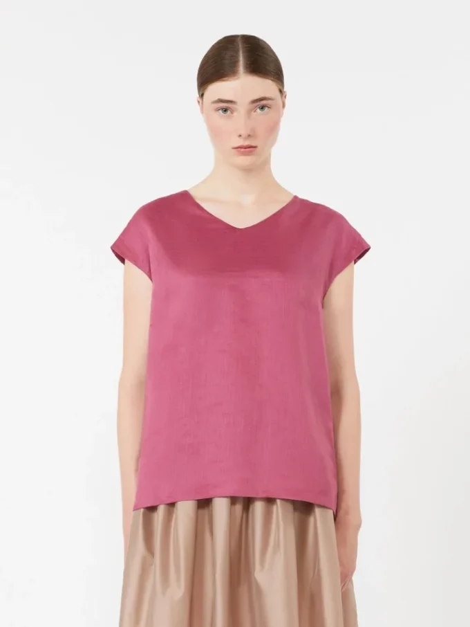 Ramie canvas blouse, cyclamen