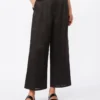 Ramie canvas cropped trousers, black Ramie canvas cropped trousers, black