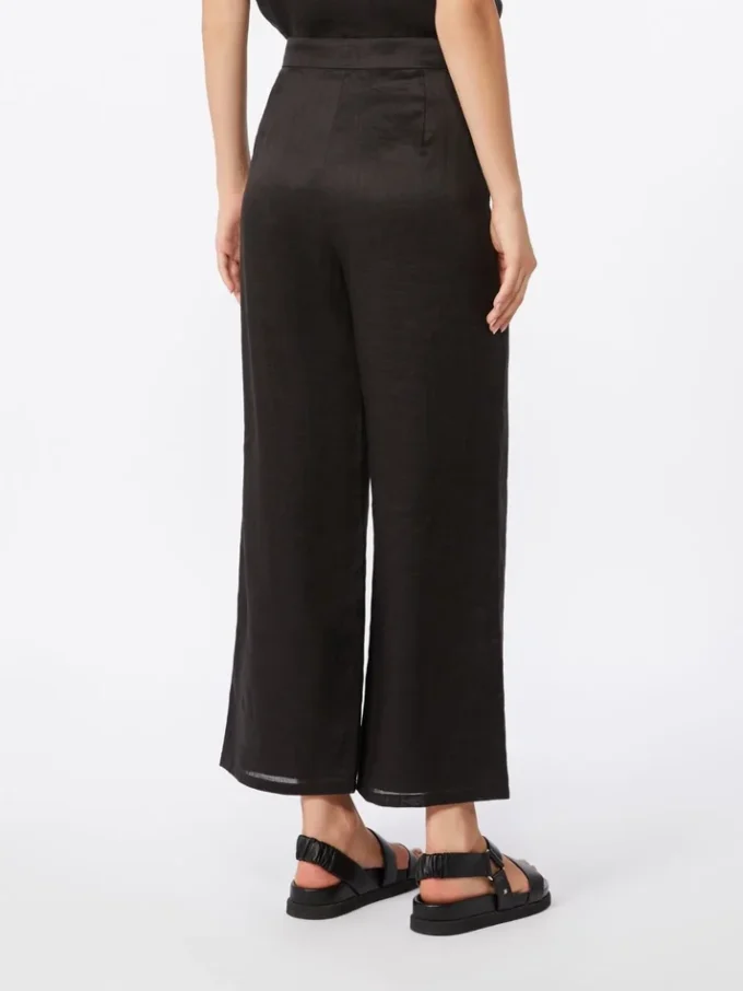 Ramie canvas cropped trousers, black Ramie canvas cropped trousers, black