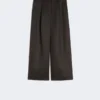 Ramie canvas cropped trousers, black Ramie canvas cropped trousers, black