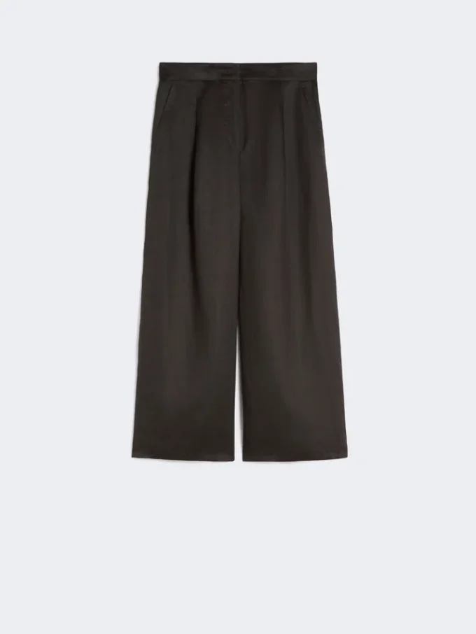 Ramie canvas cropped trousers, black Ramie canvas cropped trousers, black
