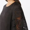 Ramie gauze and broderie anglaise t-shirt, black Ramie gauze and broderie anglaise t-shirt, black