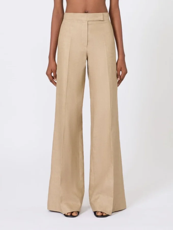 Regular-cut trousers in linen basketweave, camel Regular-cut trousers in linen basketweave, camel