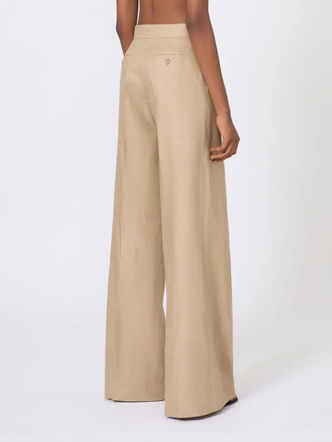 Regular-cut trousers in linen basketweave, camel Regular-cut trousers in linen basketweave, camel