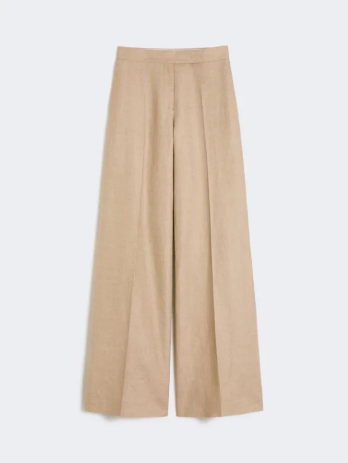 Regular-cut trousers in linen basketweave, camel Regular-cut trousers in linen basketweave, camel