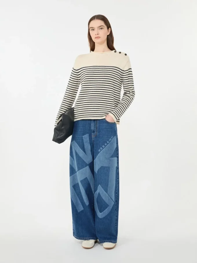 Relaxed-fit cotton sweater, navy