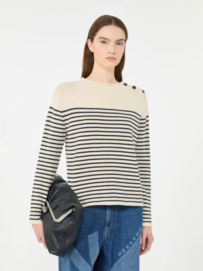 Relaxed-fit cotton sweater, navy