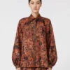 Relaxed-fit printed silk shirt, terra cotta Relaxed-fit printed silk shirt, terra cotta