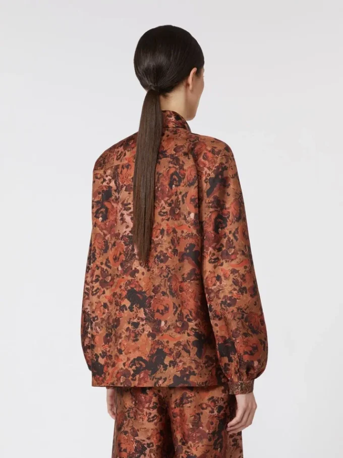 Relaxed-fit printed silk shirt, terra cotta Relaxed-fit printed silk shirt, terra cotta