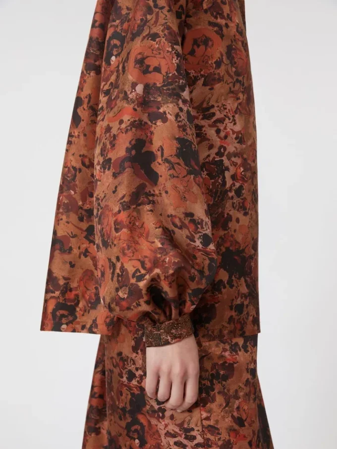 Relaxed-fit printed silk shirt, terra cotta Relaxed-fit printed silk shirt, terra cotta