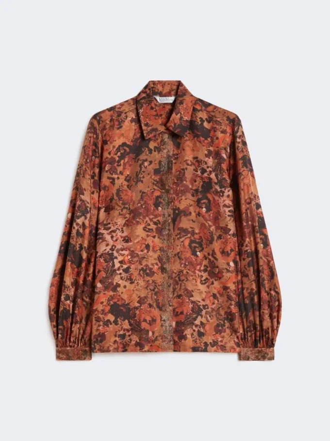 Relaxed-fit printed silk shirt, terra cotta Relaxed-fit printed silk shirt, terra cotta