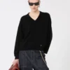 Relaxed-fit wool and cashmere sweater, black Relaxed-fit wool and cashmere sweater, black