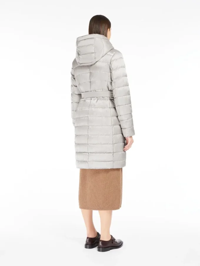 Reversible down jacket in water-repellent satin, ivory