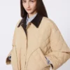 Reversible padded jacket in water-repellent fabric, beige
